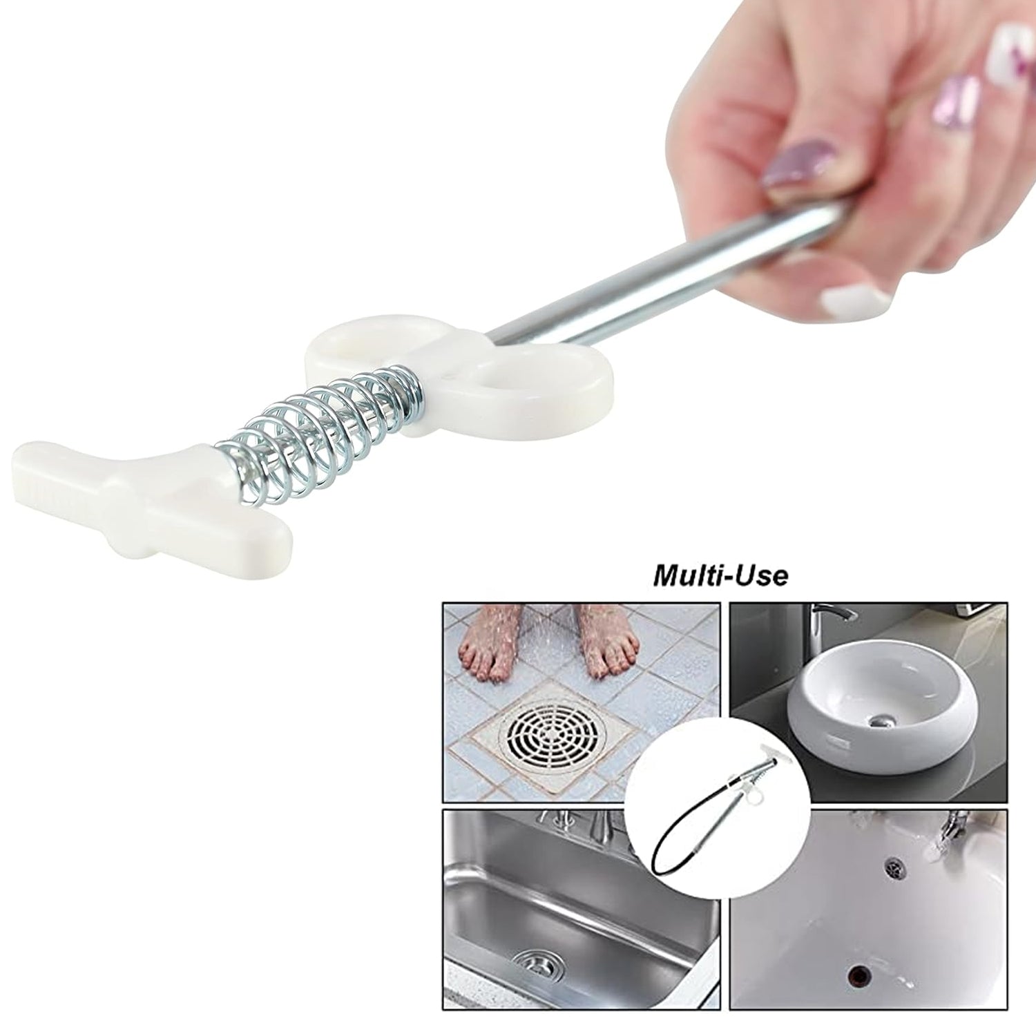 Drain Block Remover Cleaning Tool for Pipes, Clogged Drains ( 85 To 90 Cm / 1 Pc) Drain Block Remover Cleaning Tool for Pipes, Clogged Drains ( 85 To 90 Cm / 1 Pc)